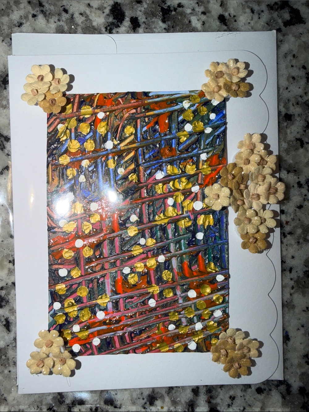 Handmade Abstract Mixed-Media Custom Cards (4 CARDS IN SET) Multicolor BRAND NEW